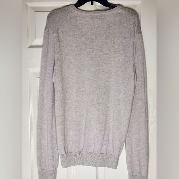 Express L Light Gray 100% EXTRA FINE MERINO WOOL Lngsleeves V-neck Men's Sweater - Picture 10 of 10